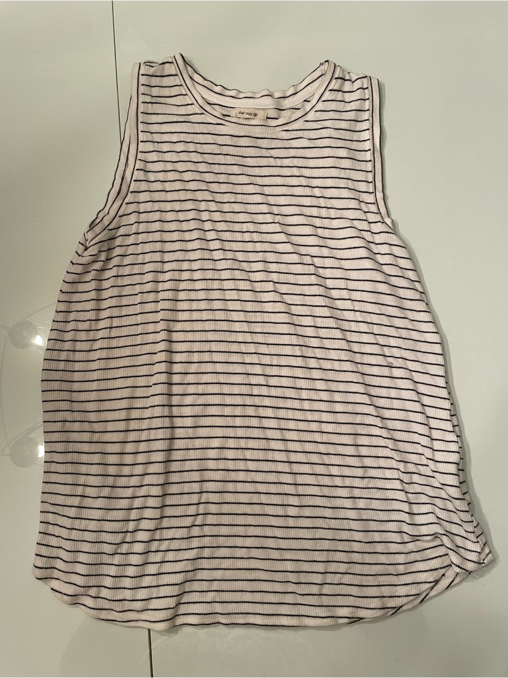 Thread & Supply White Tank Top with Black Stripes